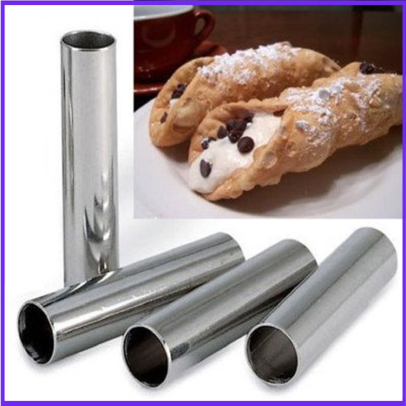 Danish Pancake Pan - Bentuk Alluminum Cannoli, 4 Tabung/Paket Cannolo